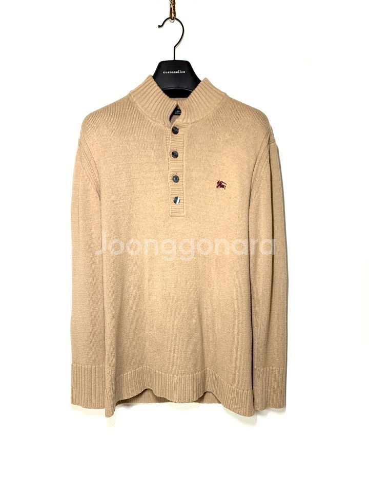 버버리 정품 베이지 카라 니트 티셔츠 95사이즈--0