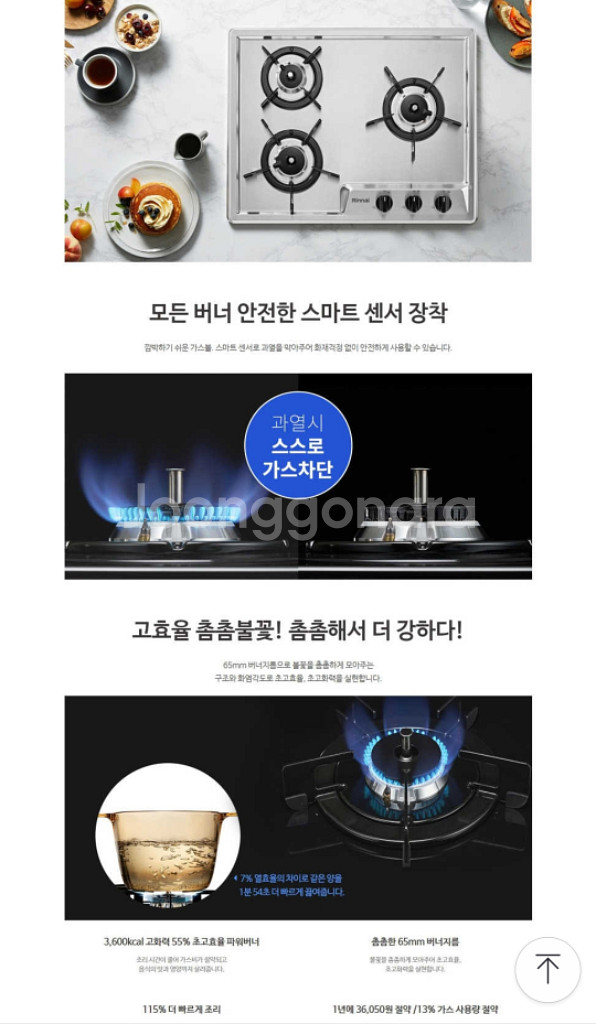 새제품 린나이 3구 빌트인 가스레인지 550용 미사용--1