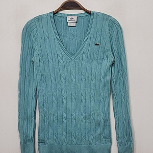 (S) 라코스테 꽈배기 니트 브이넥 스웨터