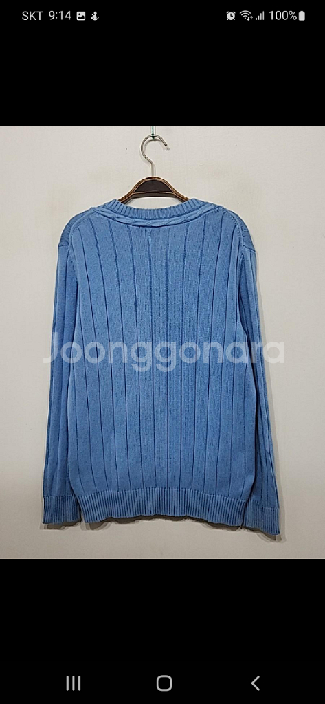 (XL) 라코스테 골지니트 하늘색 면 스웨터--5