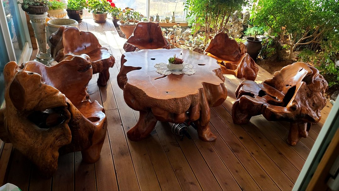 고목뿌리탁자셋트--6