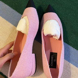 샤넬 부클 트위드 투톤 발레리나 플랫 새상품