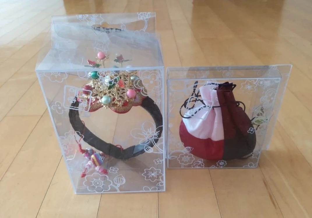 여아 옷 한복 (속치마 배자 머리장식 주머니 포함) 이미지