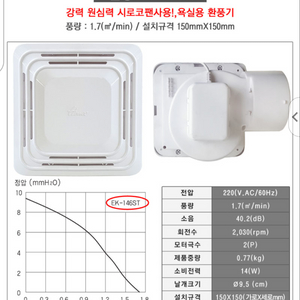 한일전기 EK-146ST 천장형 욕실팬