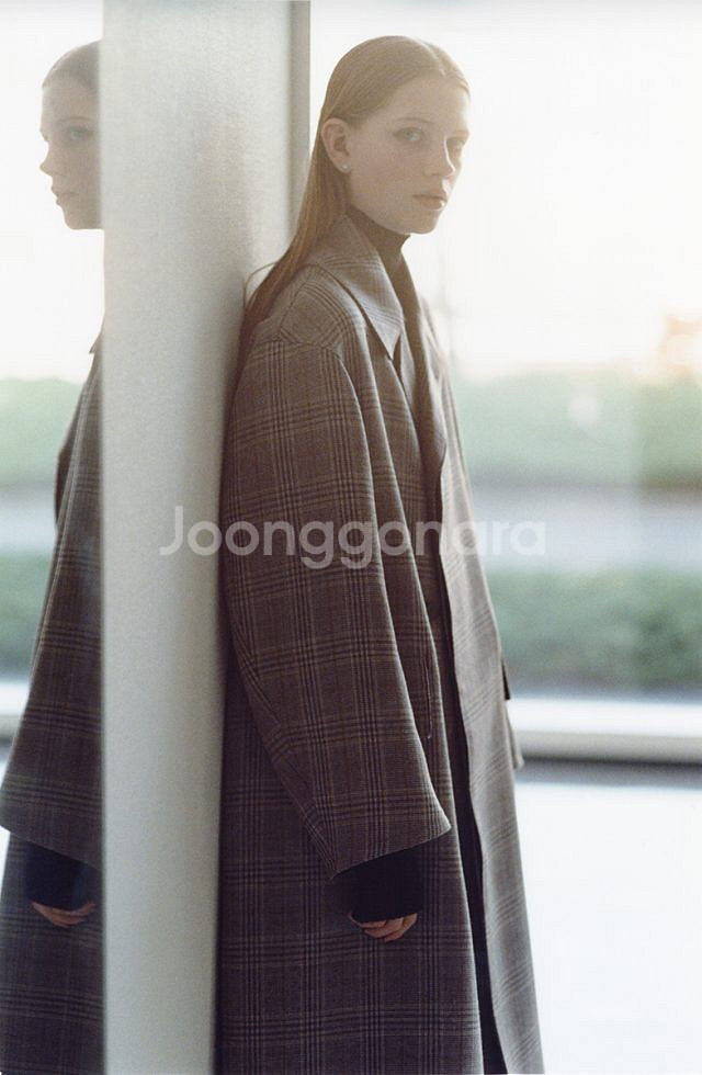 오라리(Auralee) 17aw 글렌체크코트 0사이즈--1