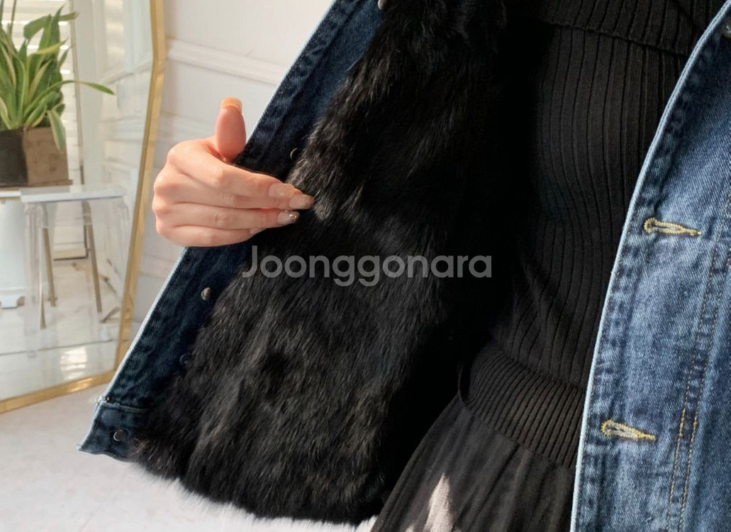 폭스퍼 데님 청자켓 탈부착가능--2