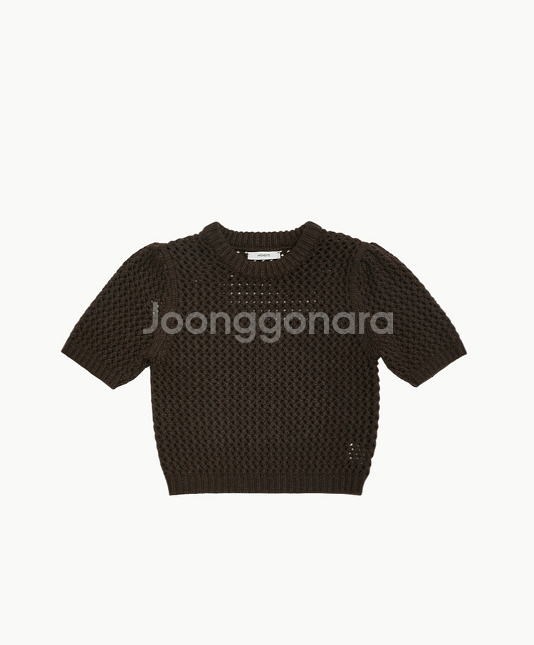 BALLOON SLEEVE CROCHET PULLOVE--1