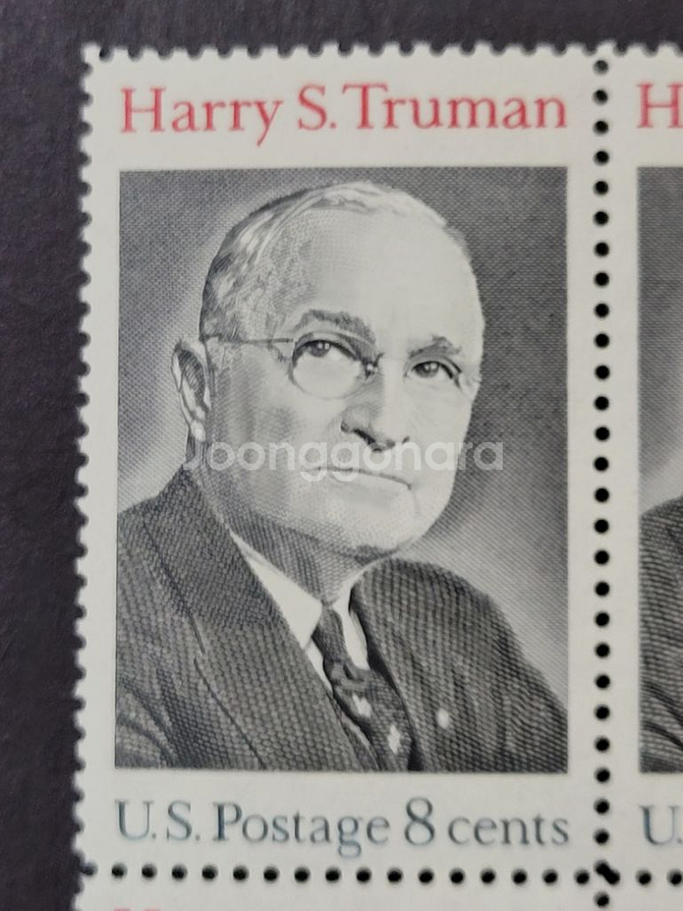 (미국우표) 1973년 트루먼대통령취임기념 우표 블럭형--1