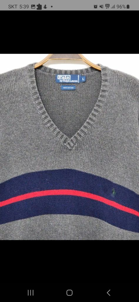 (XL) 랄프로렌 폴로 니트 브이넥 면 스웨터 이미지