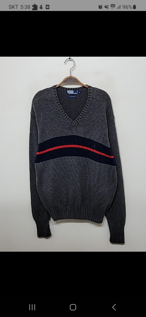 (XL) 랄프로렌 폴로 니트 브이넥 면 스웨터 이미지