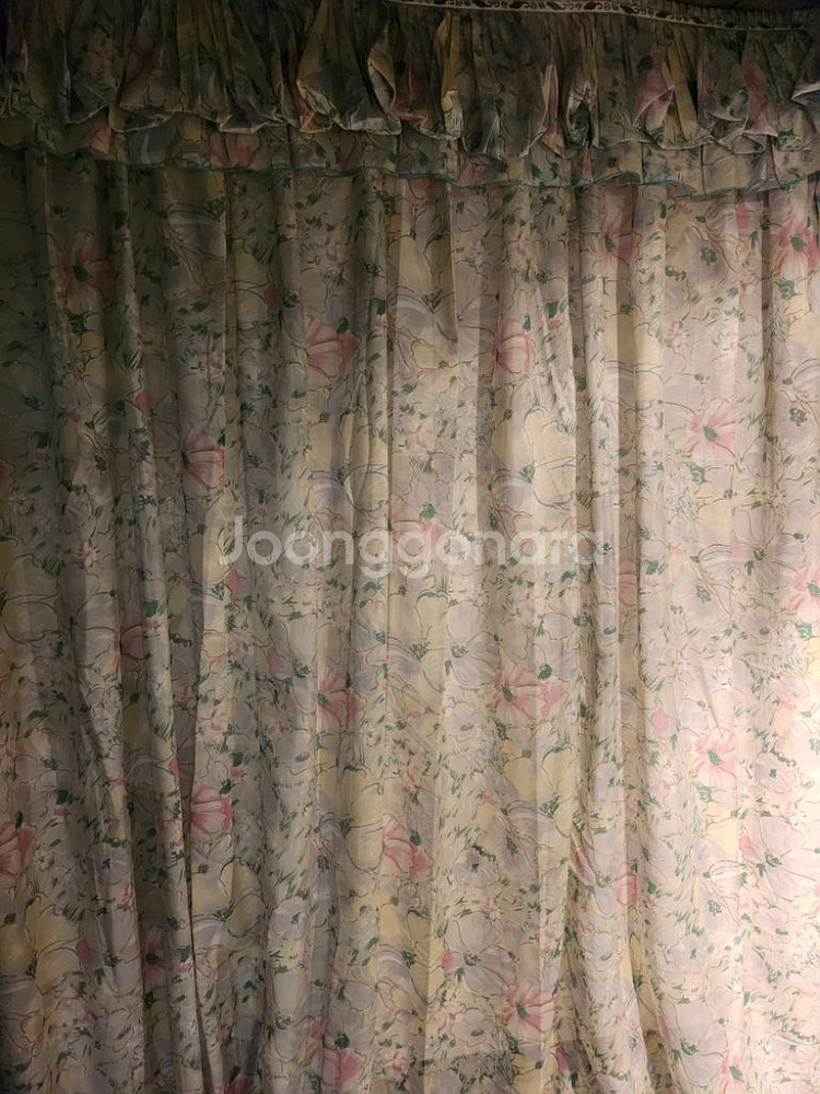 파스텔 플라워 빈티지 커텐--2