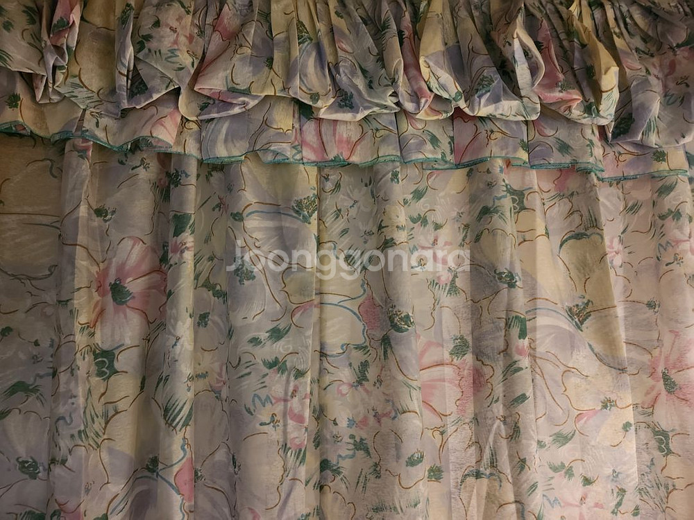 파스텔 플라워 빈티지 커텐--1