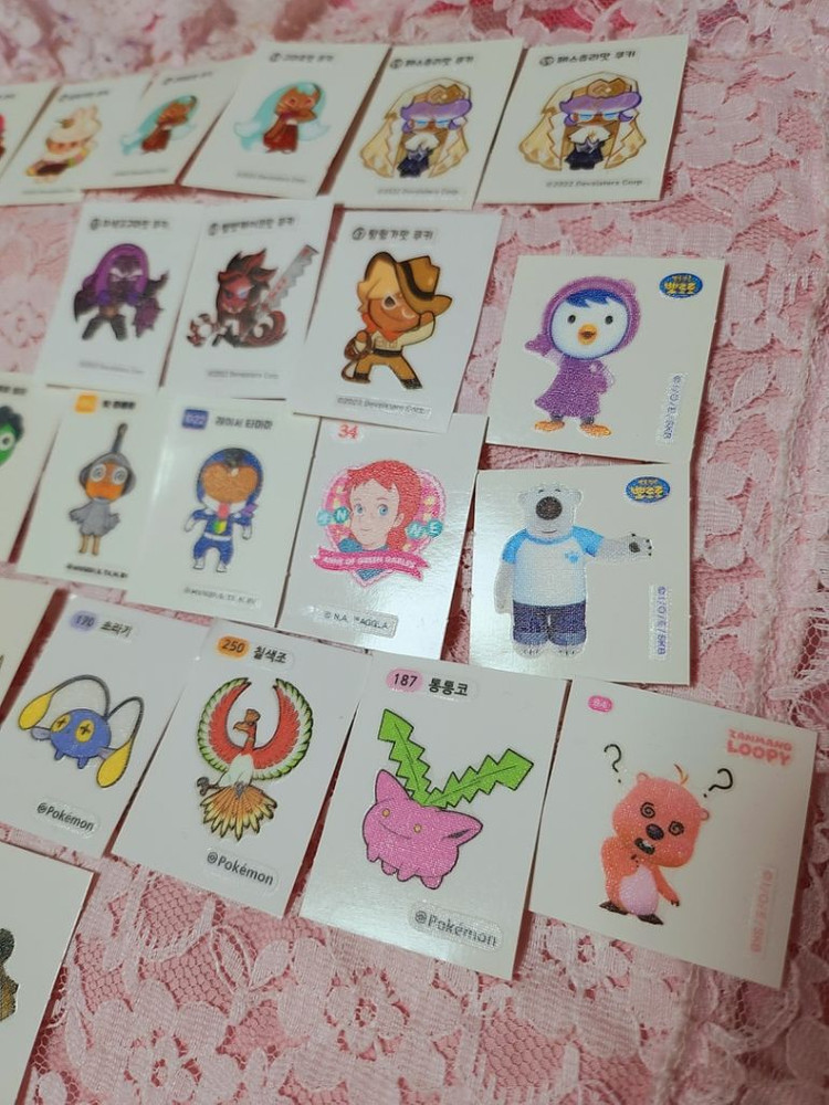 띠부띠부씰 스티커 포켓몬스터 메이플 잔망루피 쿠키런 앤 이미지
