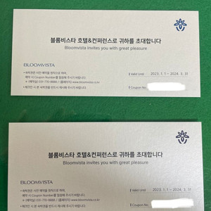 양평블룸비스타호텔 숙박권
