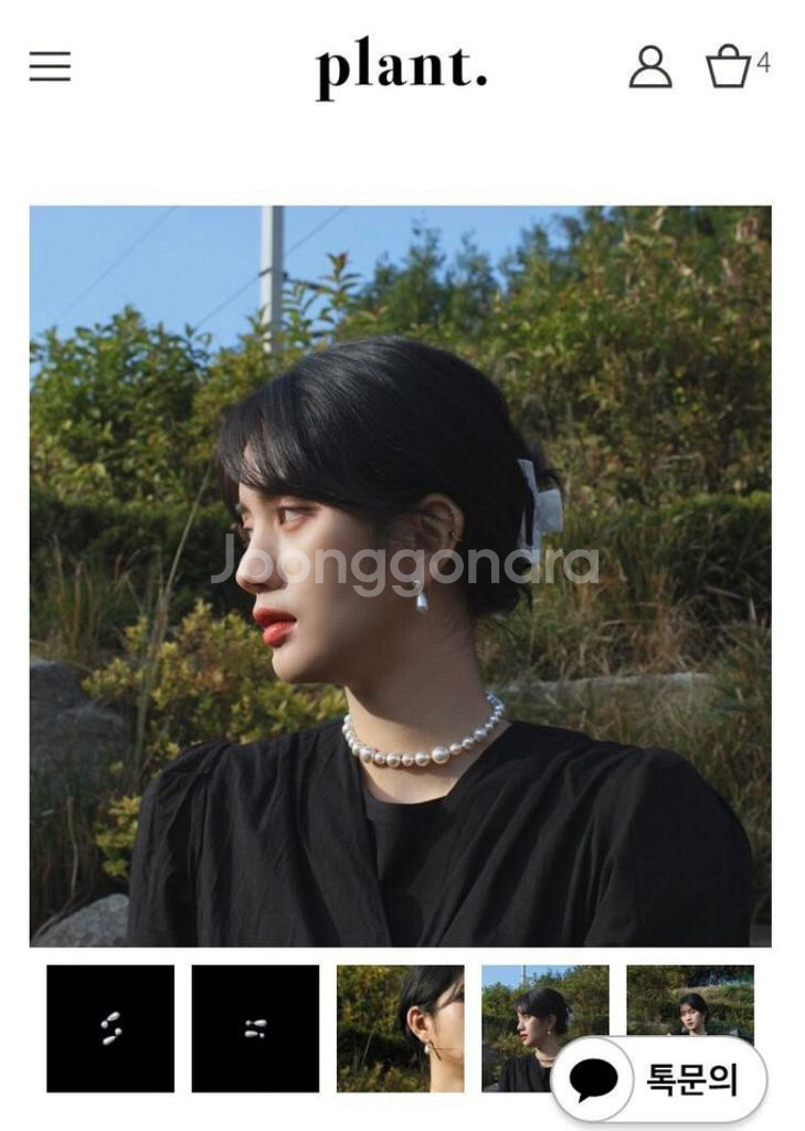 plant pearl drops 진주 귀걸이--2