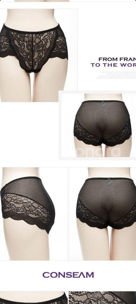 블랙 컨심 올 플라워 레이스 노라인 팬티90~95M--3