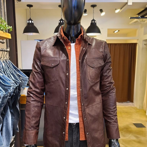 [새제품] 정품 빠니깔레 LEATHER 트러커 가죽셔츠