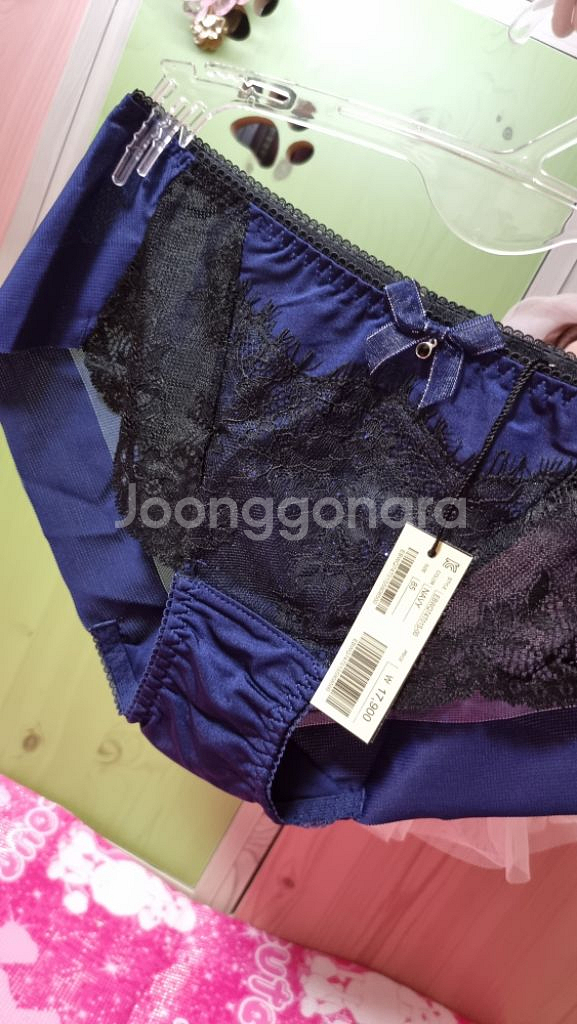 에블린 블루&블랙 펄 레이스 노라인팬티85S~90S--5
