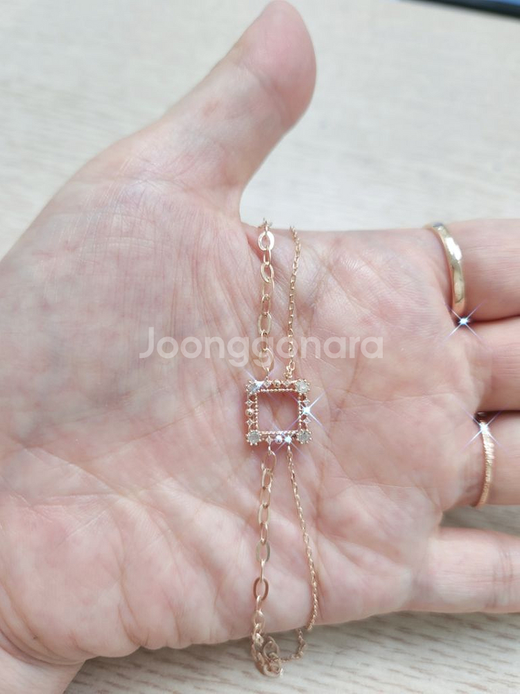 14k 로즈골드 러프다이아 두 줄 팔찌--4
