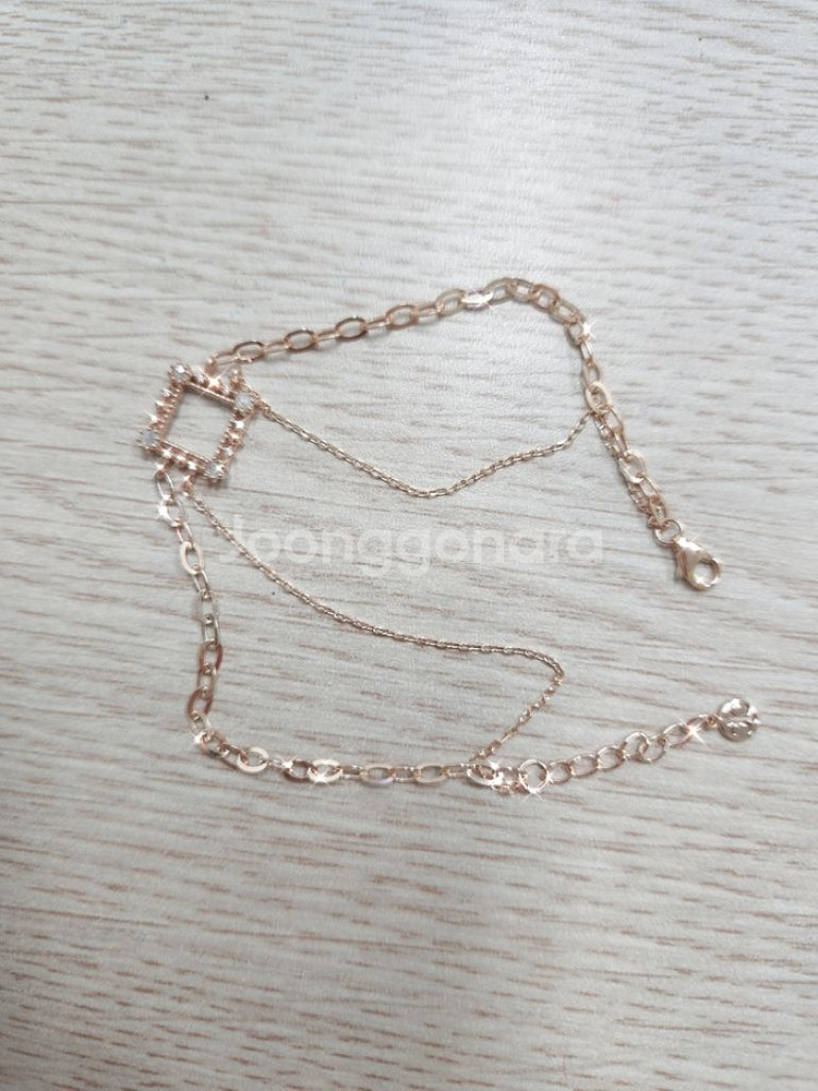 14k 로즈골드 러프다이아 두 줄 팔찌--3