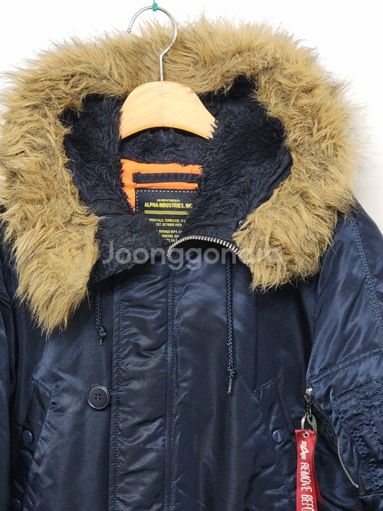 (M) 알파 N3B 야상점퍼 네이비 안감누빔 후드파카--1