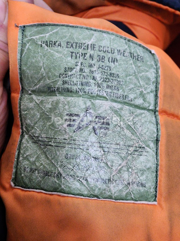 (M) 알파 N3B 야상점퍼 네이비 안감누빔 후드파카--4