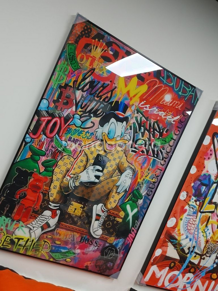 구찌 풍 도널드덕 하트 대형 팝아트 그림 액자 소품--7