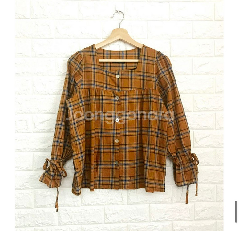체크 블라우스--0