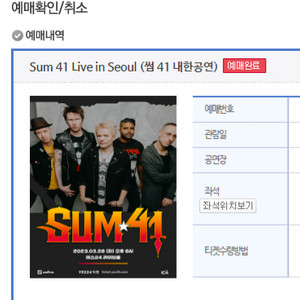 Sum 41 Live in Seoul 티켓 양도