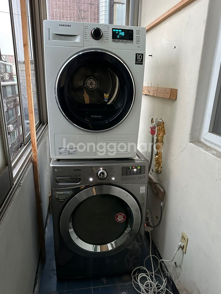 엘지화이트드럼세탁기+메탈9킬로건조기 직렬셋트--2