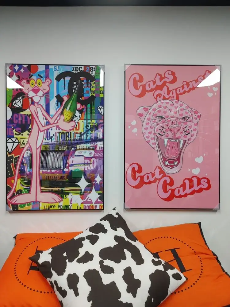 표범 샤넬 핑크팬더 대형 그림 액자 인테리어 소품 장식 이미지
