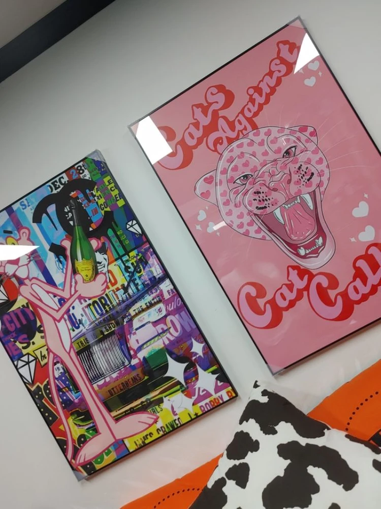 표범 샤넬 핑크팬더 대형 그림 액자 인테리어 소품 장식 이미지