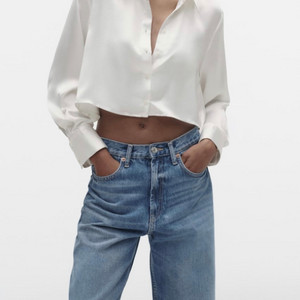 Zara 자라 케이프 새틴 크롭 블라우스 (새상품)