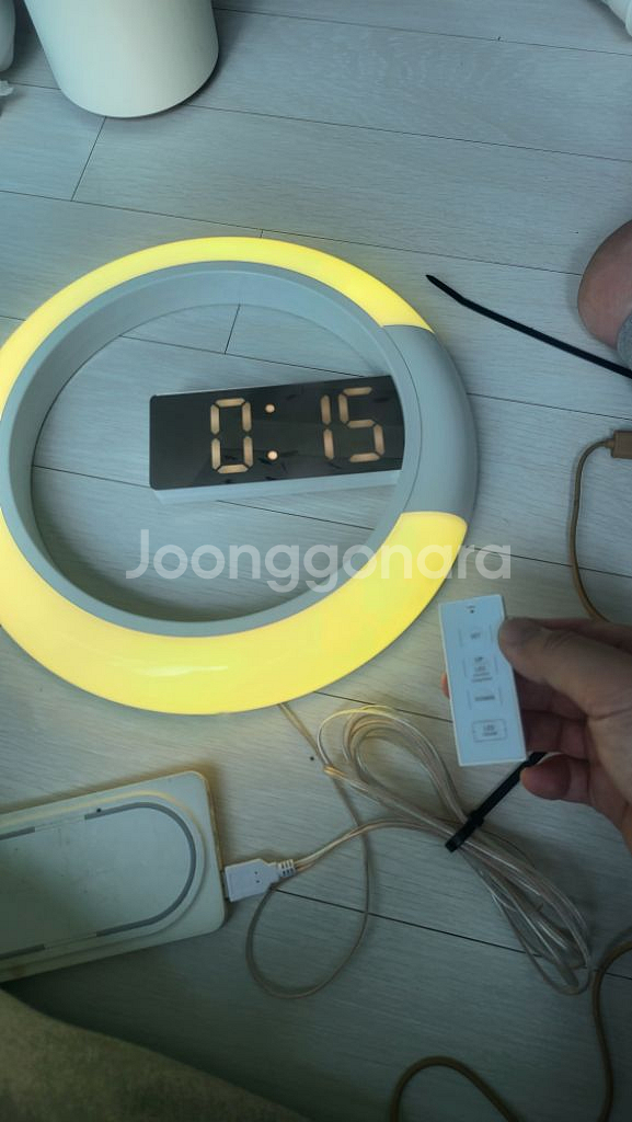 무아스 미러클락 무드등 벽시계 USB--2
