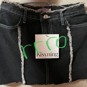[새제품할인] 키시닝 데님 라인 스커트 흑청 M