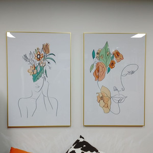 피카소 드로잉 여인 대형 꽃 그림 액자 인테리어 소품