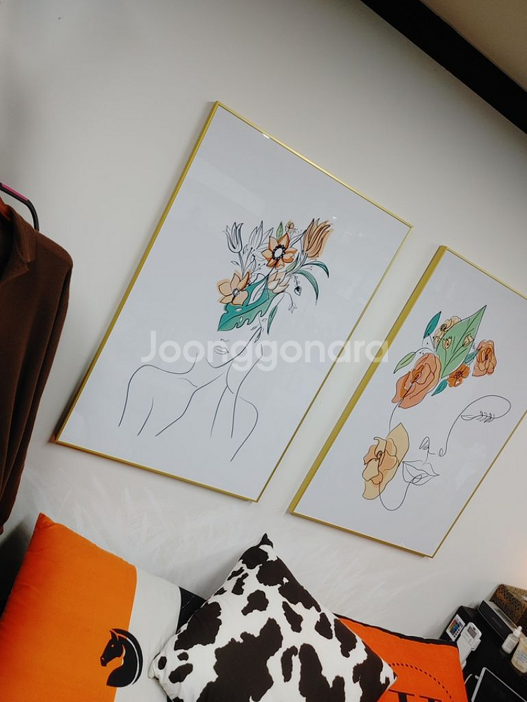 피카소 드로잉 여인 대형 꽃 그림 액자 인테리어 소품--3