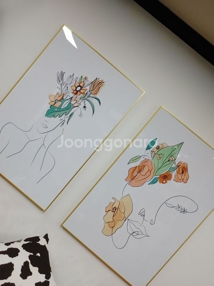 피카소 드로잉 여인 대형 꽃 그림 액자 인테리어 소품--1