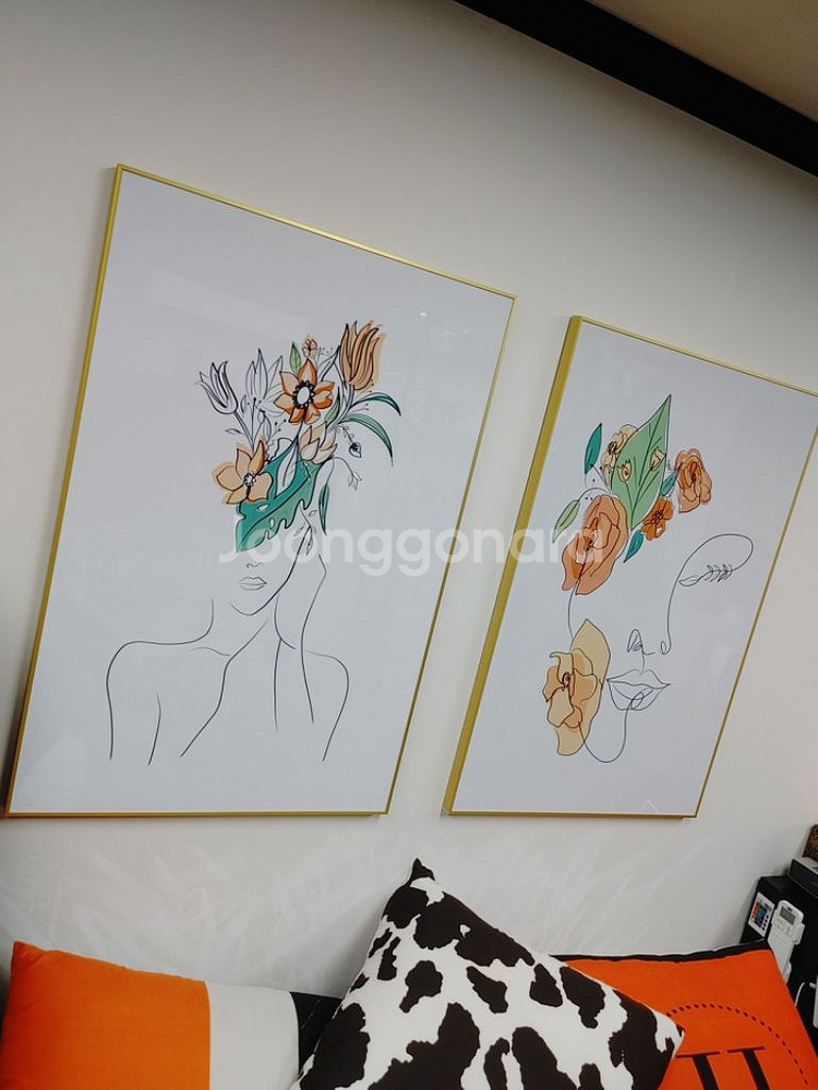 피카소 드로잉 여인 대형 꽃 그림 액자 인테리어 소품--2