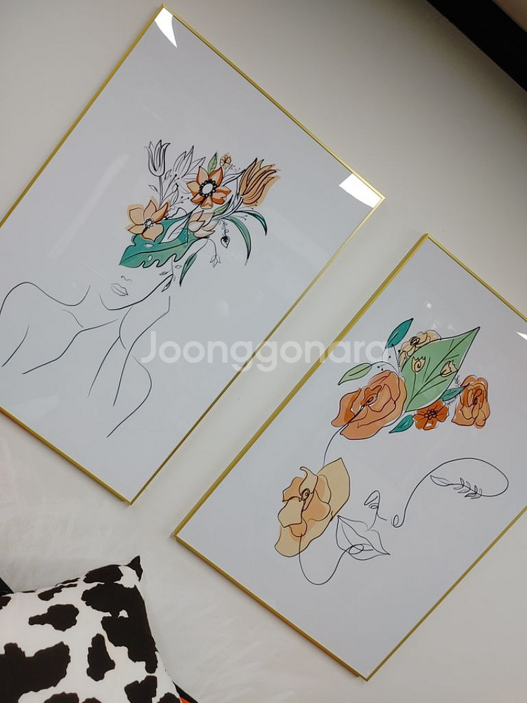 피카소 드로잉 여인 대형 꽃 그림 액자 인테리어 소품--4