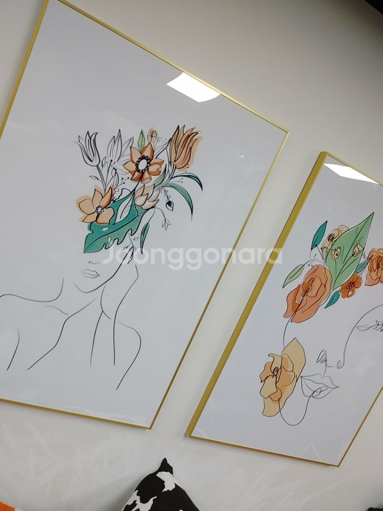 피카소 드로잉 여인 대형 꽃 그림 액자 인테리어 소품--5