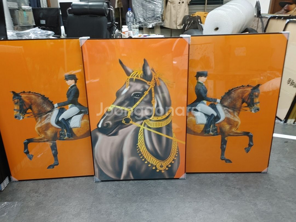 에르메스 풍 말그림 승마그림 대형 그림 액자 소품--1