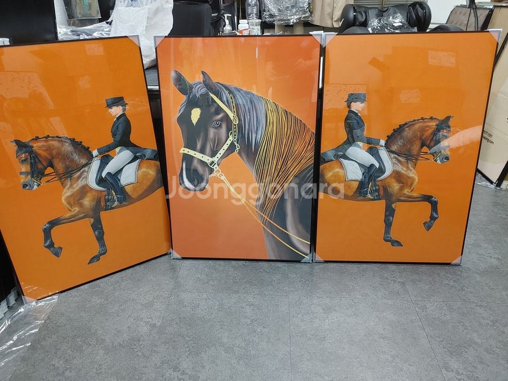 에르메스 풍 말그림 승마그림 대형 그림 액자 소품--2