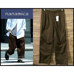 [새상품] 나나미카 더블플릿 와이드치노팬츠 32 브라운