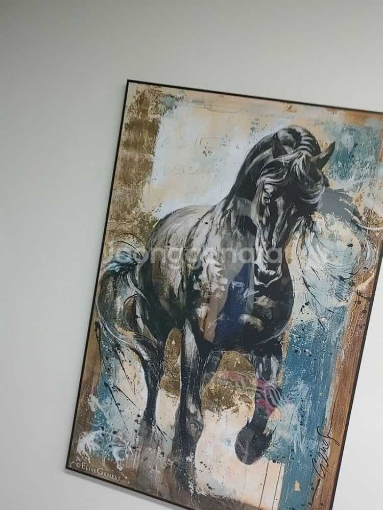 말그림 말액자 대형 유화 그림 액자 흑마 인테리어소품--1