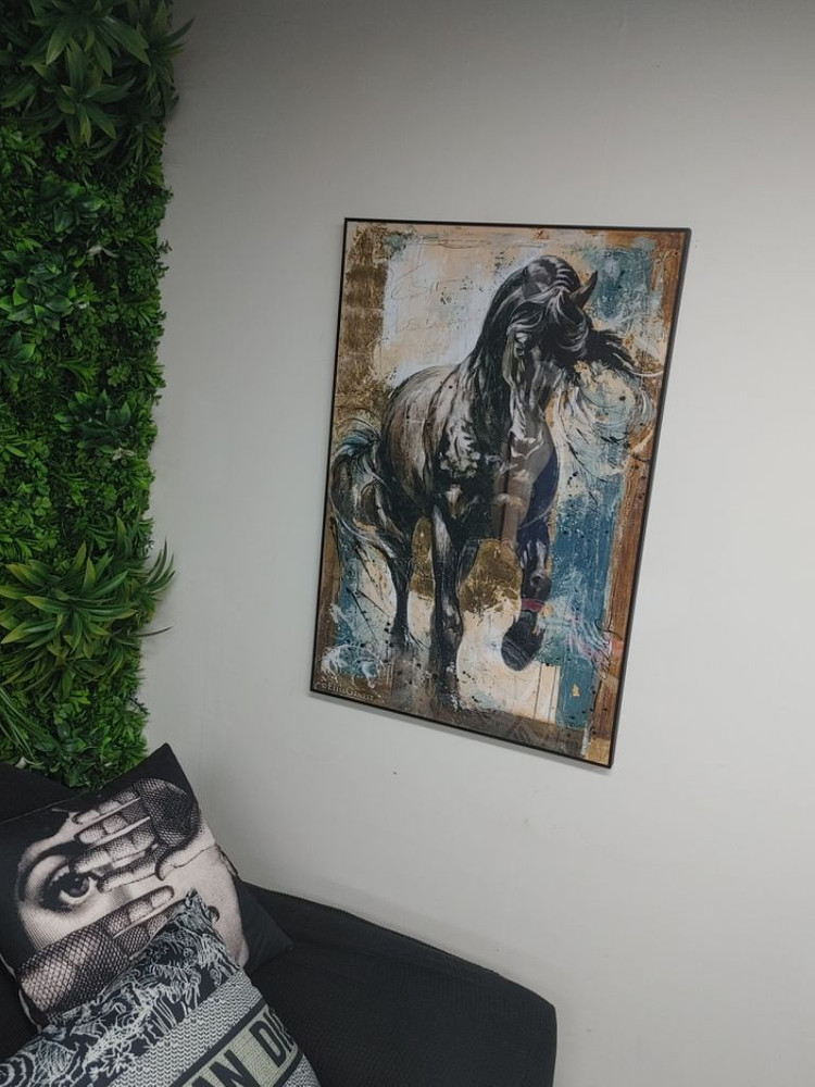 말그림 말액자 대형 유화 그림 액자 흑마 인테리어소품 이미지