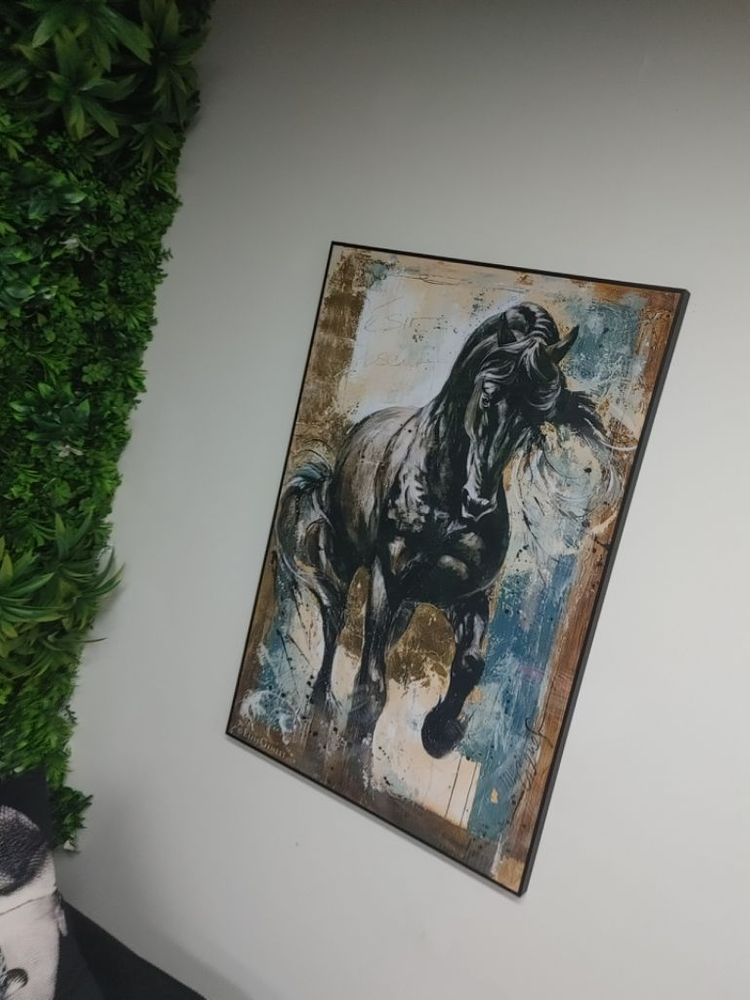 말그림 말액자 대형 유화 그림 액자 흑마 인테리어소품 이미지