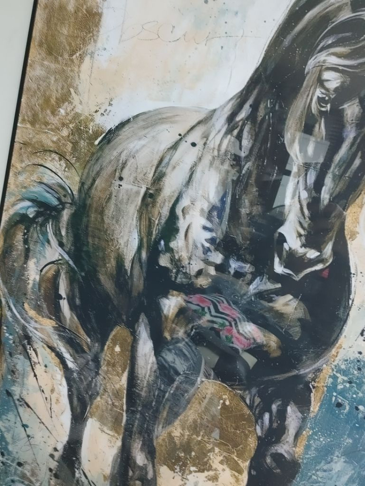 말그림 말액자 대형 유화 그림 액자 흑마 인테리어소품 이미지