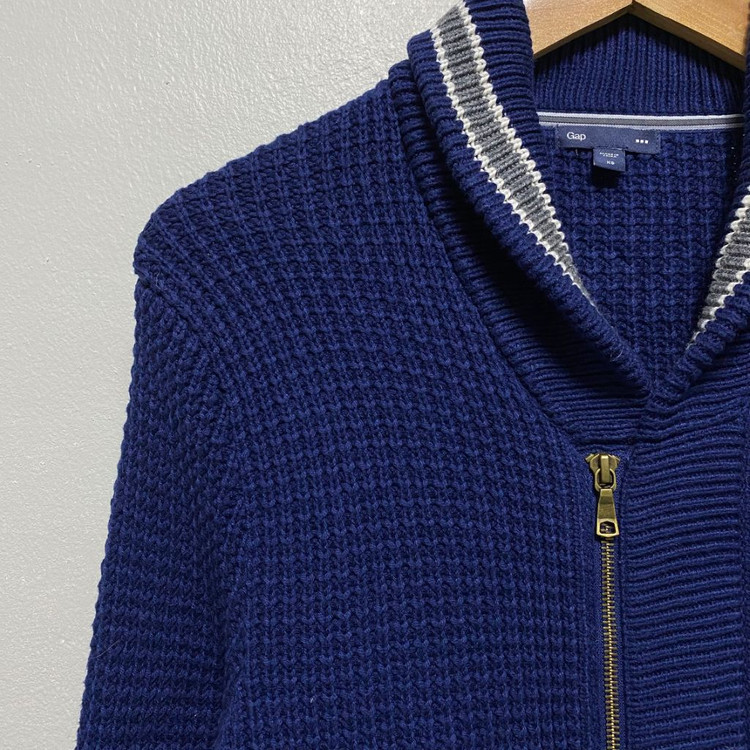 갭 숄카라 와플 집업 니트--2