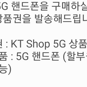 KT Shop KT샵 5G 상품권 5만원권 >2900원